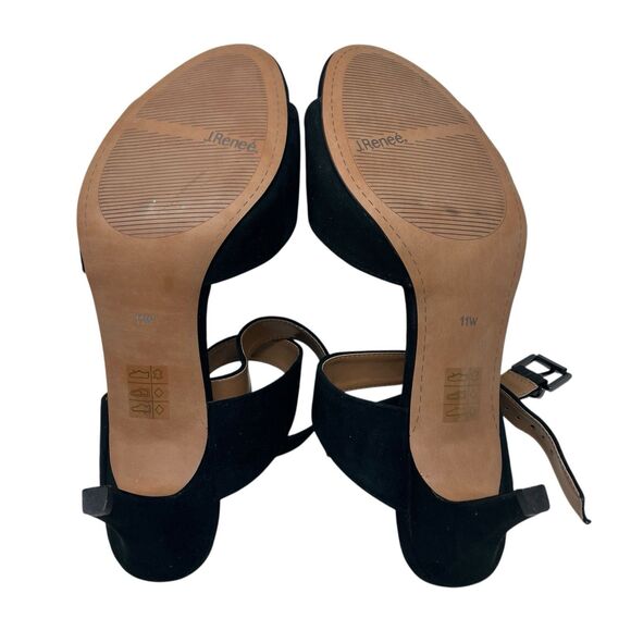 J. Renee Black Suede Open-Toe Ankle Strap Heels – Womens 11W (Soncino) - Picture 9 of 14